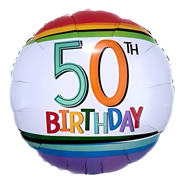 Foil Balloon 18 inch Birthday Rainbow 50th
