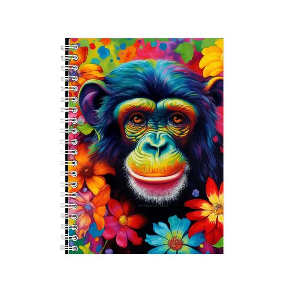 Chimpanzee Dahlias Background Neon Notebook Gift Idea A4 Notepad Pad 70