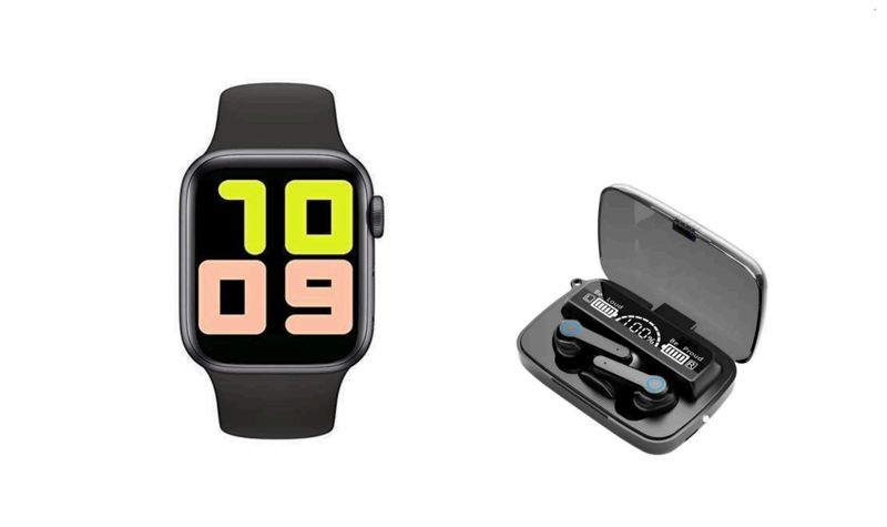 T500 Smartwatch Fitness Tracker and M19 Bluetooth Earbuds