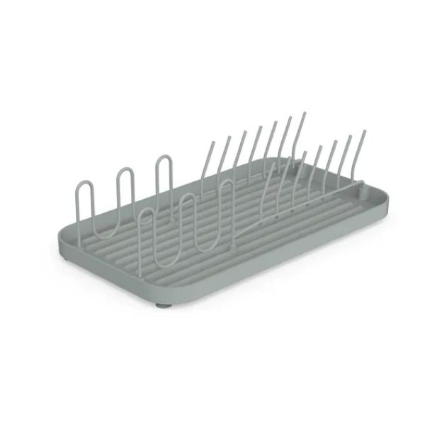 Compact Dish Drying Rack with Tray Grey