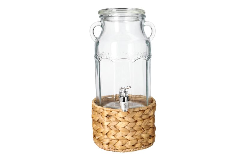 Danny home - 3.1L Glass Dispenser With Tap &amp; Woven Stand