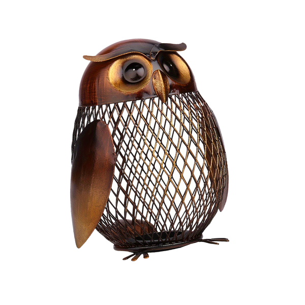 Owl Shaped Coin Bank Metal Coin Box Decorative Money Bucket