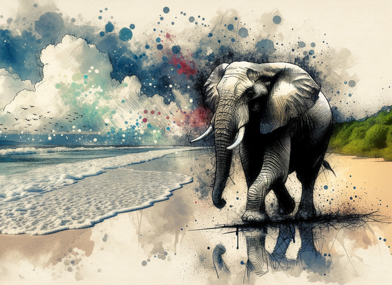Canvas Wall Art Home Decor - Elephant On The Beach
