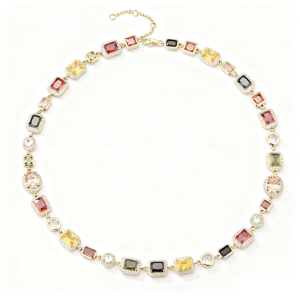 ZELTRYN Colorful Artificial Gemstone Necklace