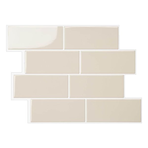 12 Sheets Subway Backsplash Tile Peel and Stick, Beige Self Adhesive Tiles