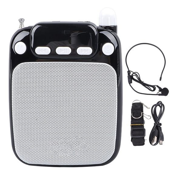 Voice Amplifier Rechargeable Bluetooth with Wired Microphone Headset Black
