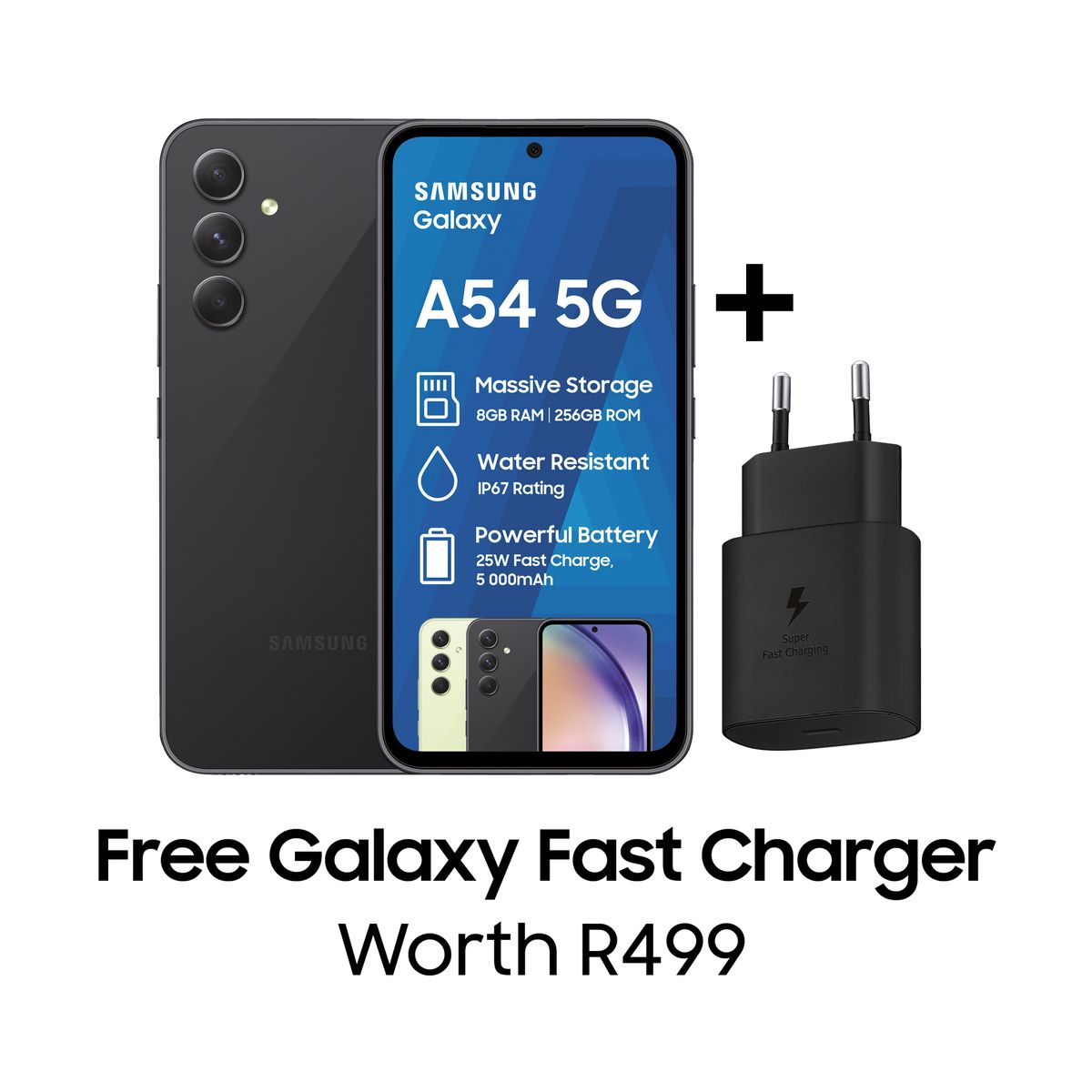 Samsung Galaxy A54 5G 256GB Dual Sim - Awesome Graphite + Samsung Original Fast Charger