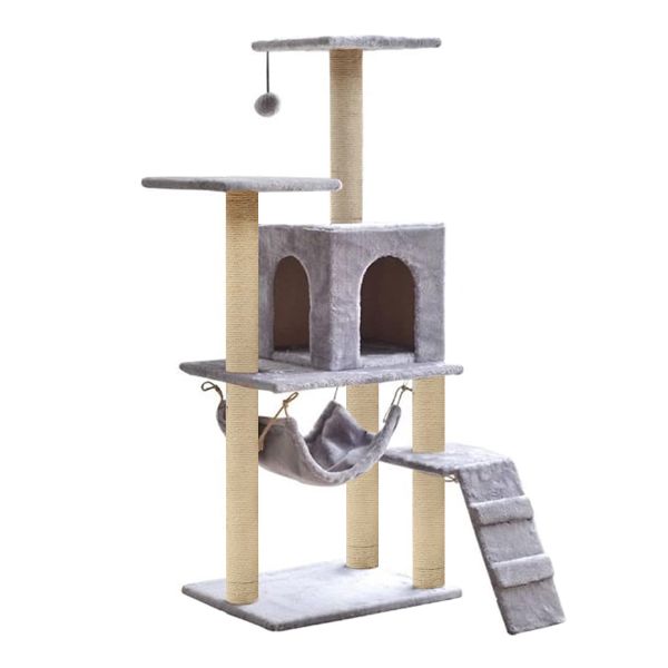 140CM Pet Cat Climbing Frame Tree Tower House Hammock Sisal Scratch Toy