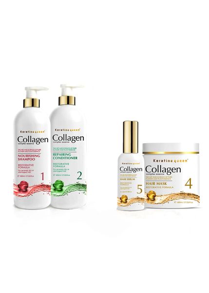Keratine Queen Restorative Formula for Damaged Hair, Collagen Hair Care Set