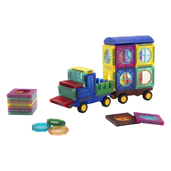 Edu-Matic 43-Piece Magnetic Tiles Car Building Set - STEM Kids Toy