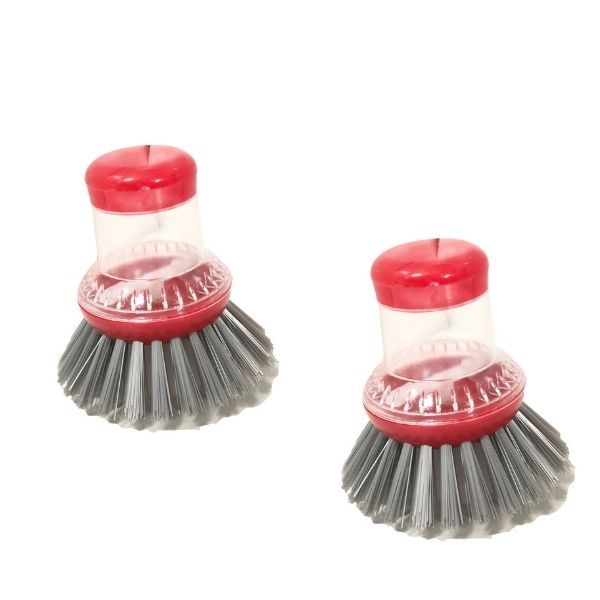 Liao 2 Pack Dish Washing Scrubber Brush With Soap Dispenser