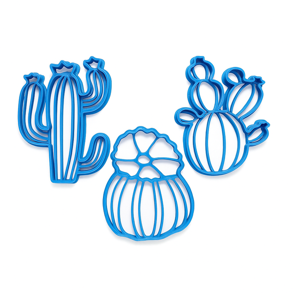 Cactus Cookie Cutter Set - 3D Printed - Blue (8 cm)