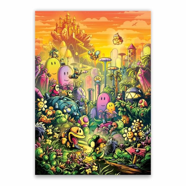 Classic Video Game Landscape Poster - A1