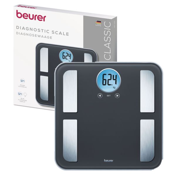 Beurer Diagnostic Bathroom Scale BF 195 BMI, Fat, Muscle, Water, Bone, AMR