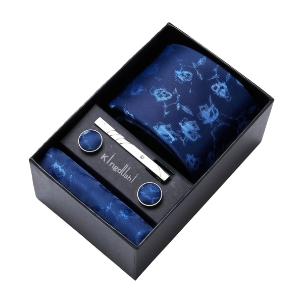 Kingdushi Men's Necktie Set with Pocket Square Cufflinks&amp;Tie Bar,Business