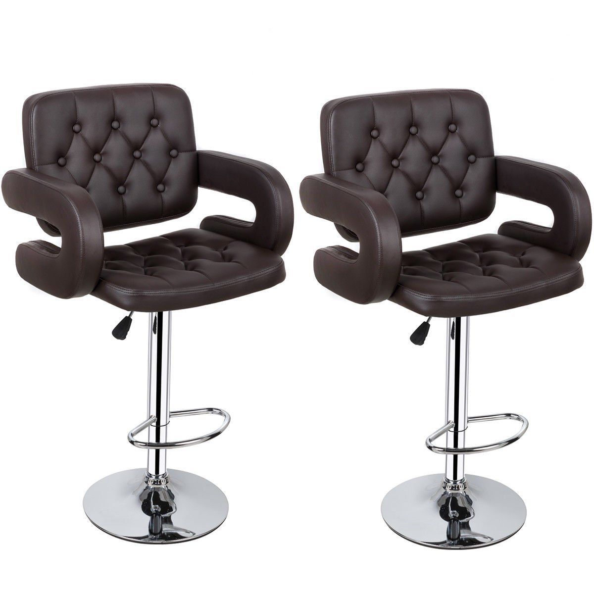 Bar Stools / Kitchen Breakfast Chairs - Set of Two - Brown Colour | Buy ...