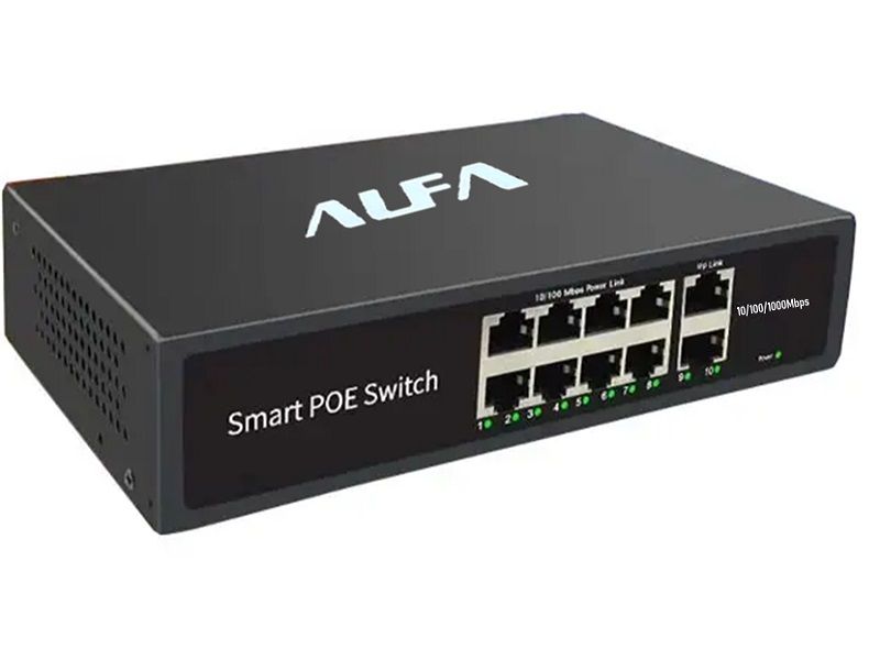 ALFA 10-Port 120W Smart PoE Switch - Efficient Power Distribution Solution