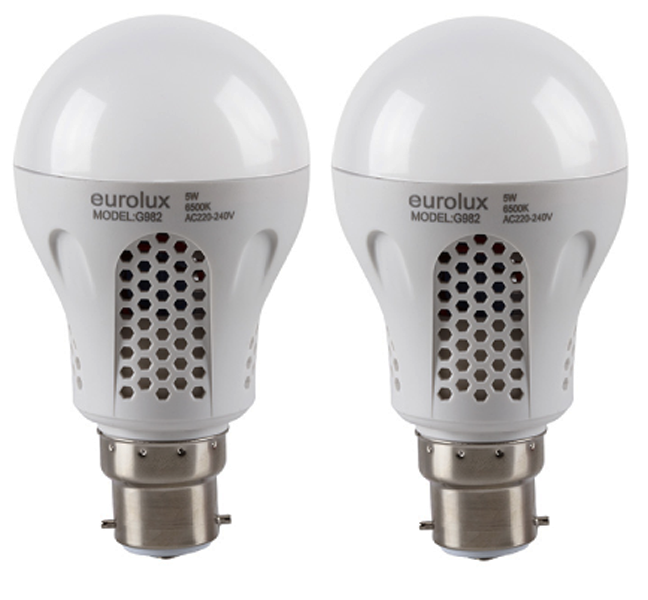 EUROLUX Load Shedding LED 5W Rechargeable Bulb B22 Double