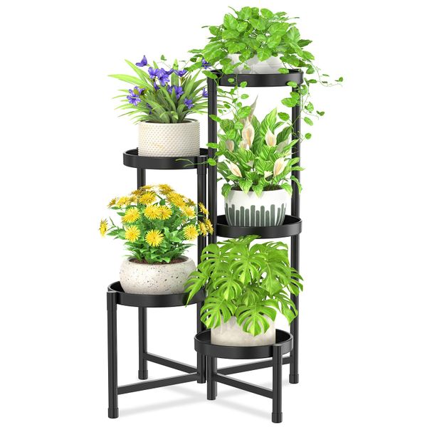 5 Tier Garden Plant Stand Foldable Shelf with Removable Tray Display Stand