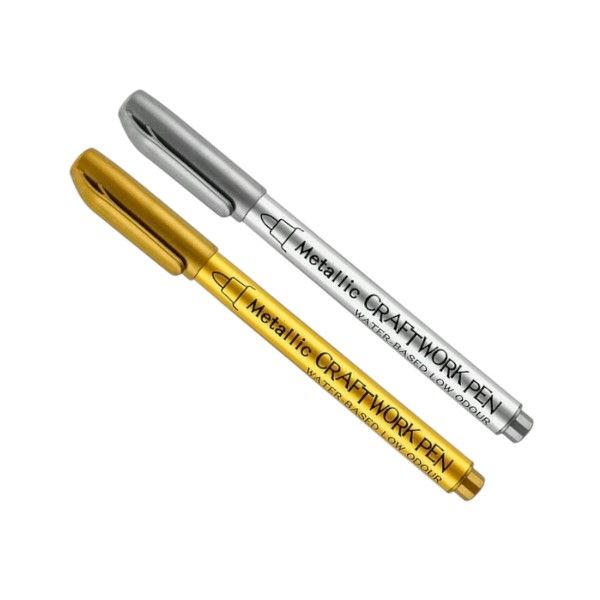 2pcs - Metallic Craft Paint Marker With Fine Tip Precision - Gold &amp; Silver