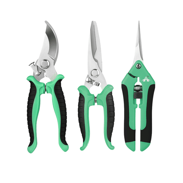 ALANES 3 Pack Garden Pruning Shears Stainless Steel Scissors - Green