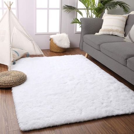 Large White Fluffy Carpet Rug For Home, White Fluffy Area Rug For Bedroom