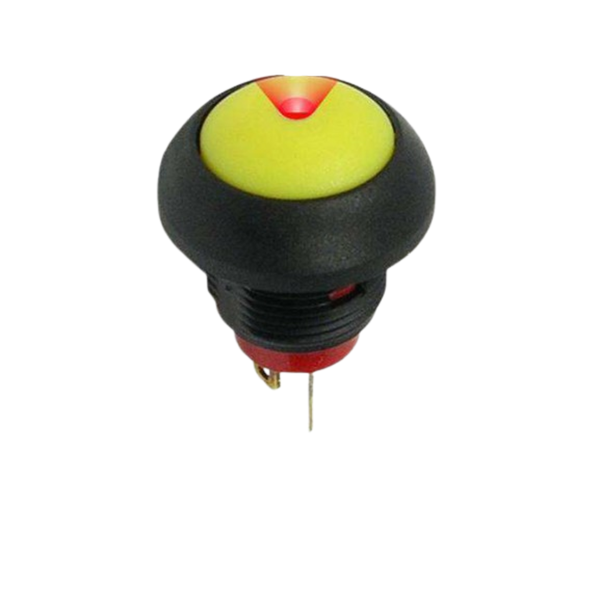 PBR171ATLE4L2 17mm Yellow IP67 Push Button Switch with Red LED SPST