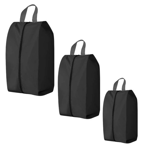Home Travel Portable Dust-Proof Black Shoes Storage Bags - Set of 3