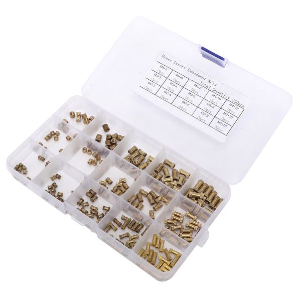 Brass Knurl Insert Nuts 250pcs Set Compatible with M2 M3 M4 Metric Sizes