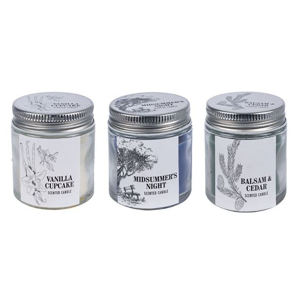Bulk Pack x 3 High Scented Candles with Glass Candle holder 6cm High