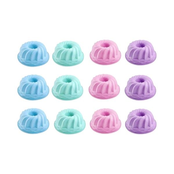 12 Pack - Mini Silicone Baking Molds - Multicolor