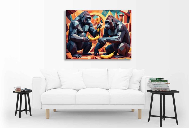 0293 Gorrila eating banana Canvas Wall Art