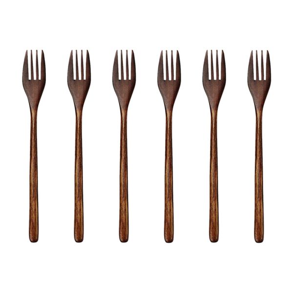 Wooden Forks, 6 Pieces Eco-Friendly Japanese Wood Salad Dinner Fork Tablewa