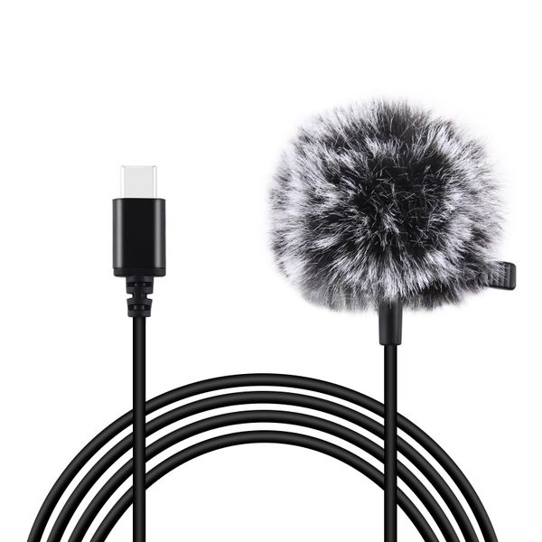 USB-C Lavalier Wired Condenser Recording Microphone 1.5 Meter