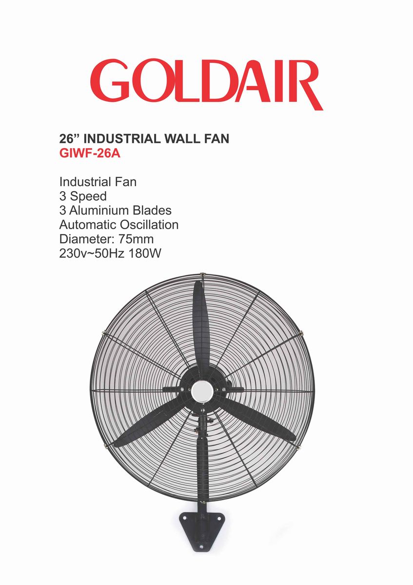 Goldair 26 Inch High Power Wall Fan Shop Get it