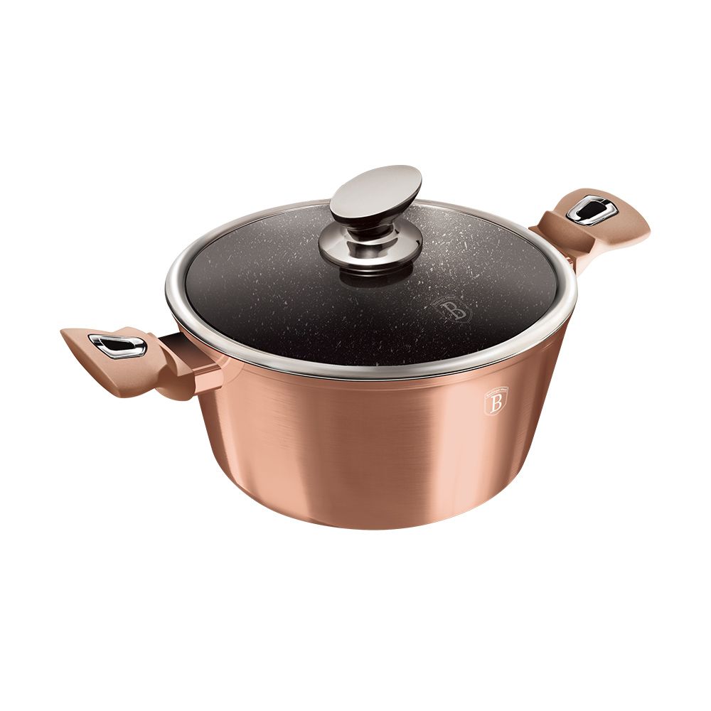 Berlinger haus 20cm marble coating casserole with lid rose gold