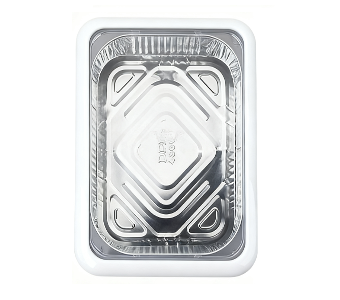 2-in-1 White Foil Pan - Plastic Shell Picnic Food Storage Tray