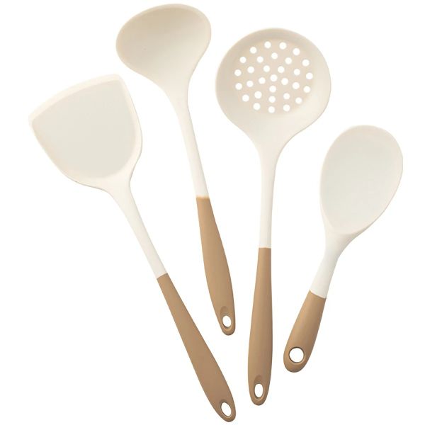 4pcs Silicone Kitchenware Utensils Set Pot Shovel Leaky Spoon Soup Spoon