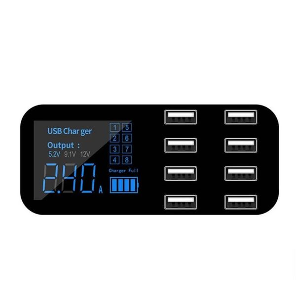 8-Port Multi USB Car Display Charger A9S+