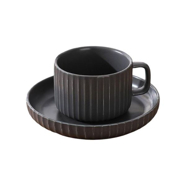 450ml Ribbed Coffee Cup &amp; Saucer Set