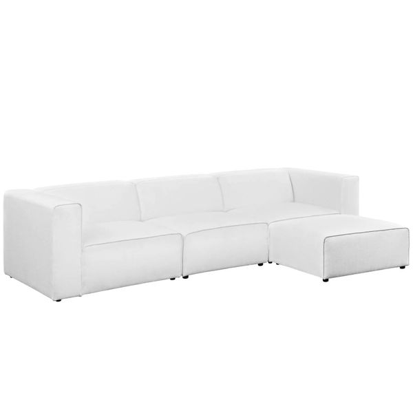 The Mingle HM White Leather Modern Sectional Sofa