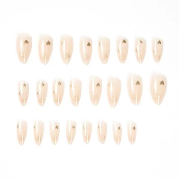 Simple French Heart Shaped Nail Art Solid Color, Removable False Nails
