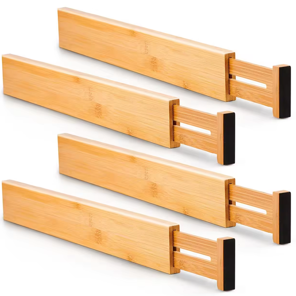 Drawer Divider, Kitchen Drawer Organizer Wooden Adjustable Expandable 4PK
