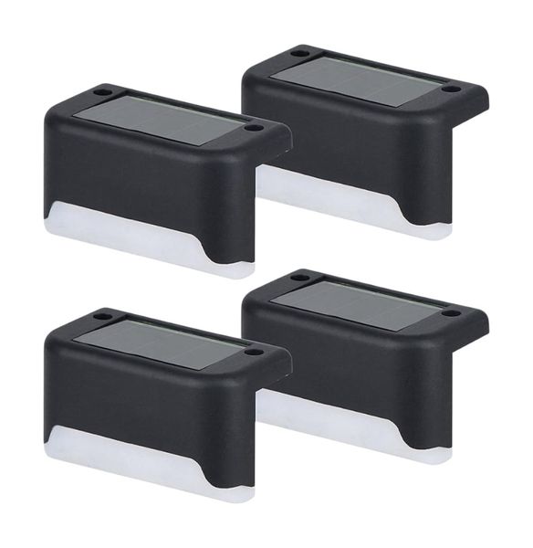 Waterproof Solar-Powered Warm Yellow Step Lights With Optical Control-Black