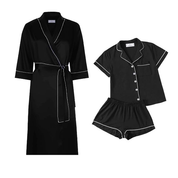 PJ Warehouse -Black Short Summer and gown set