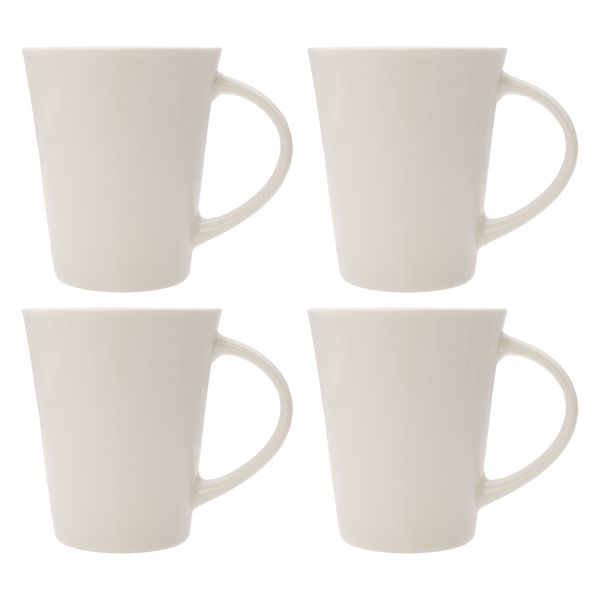 Regent Super White Trumpet Shape Coffee Mug 380ml - 4 Pack