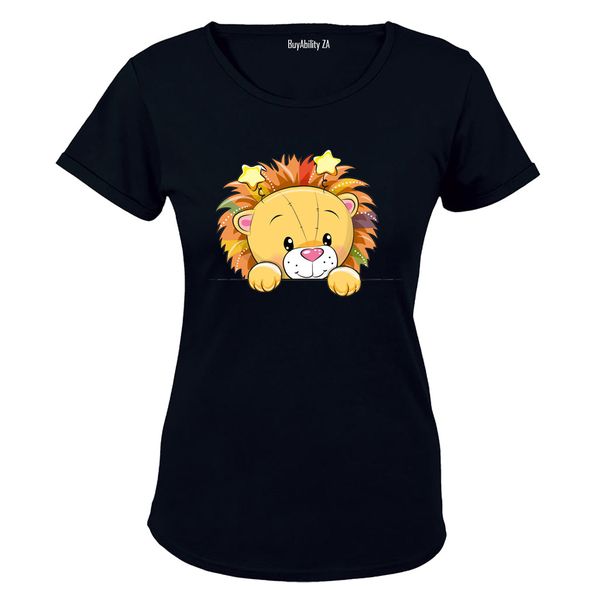 Peeking Lion - Ladies - T-Shirt - Black
