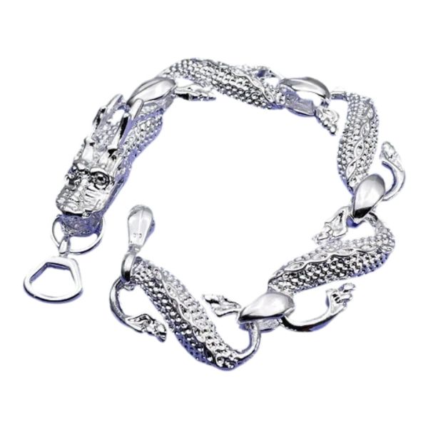 Men 925 Sterling Silver Dragon Bracelet