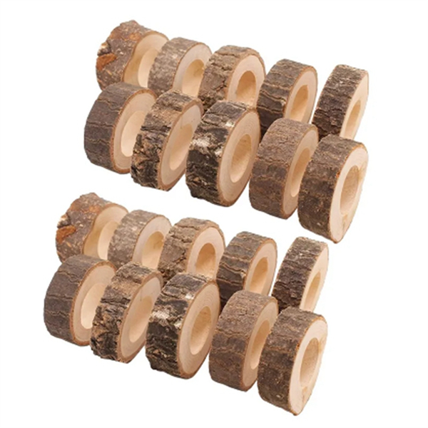 Wooden Napkin Ring Christmas Napkin Ring Frame Table Decoration Bark Stake