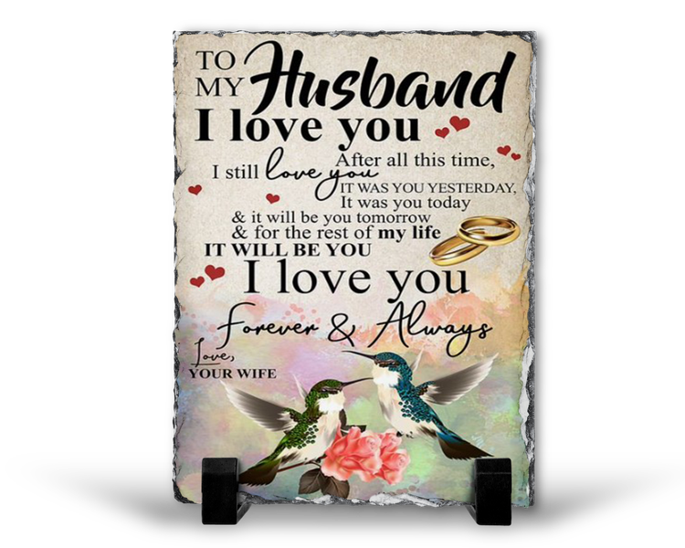 Husband Forever and Always Birthday Anniversary Valentine Gift Rock Slate